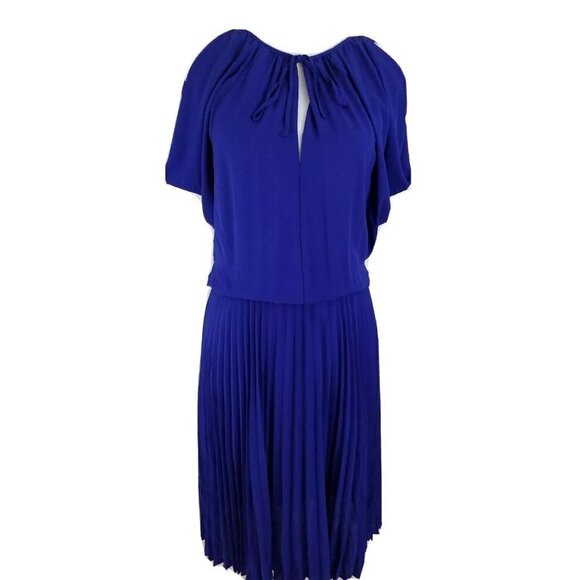 BCBGMaxAzria~Size XXS~"LONA" Royal Blue Fit & Flare Pleated Dress NWT $268.00 - Picture 4 of 8